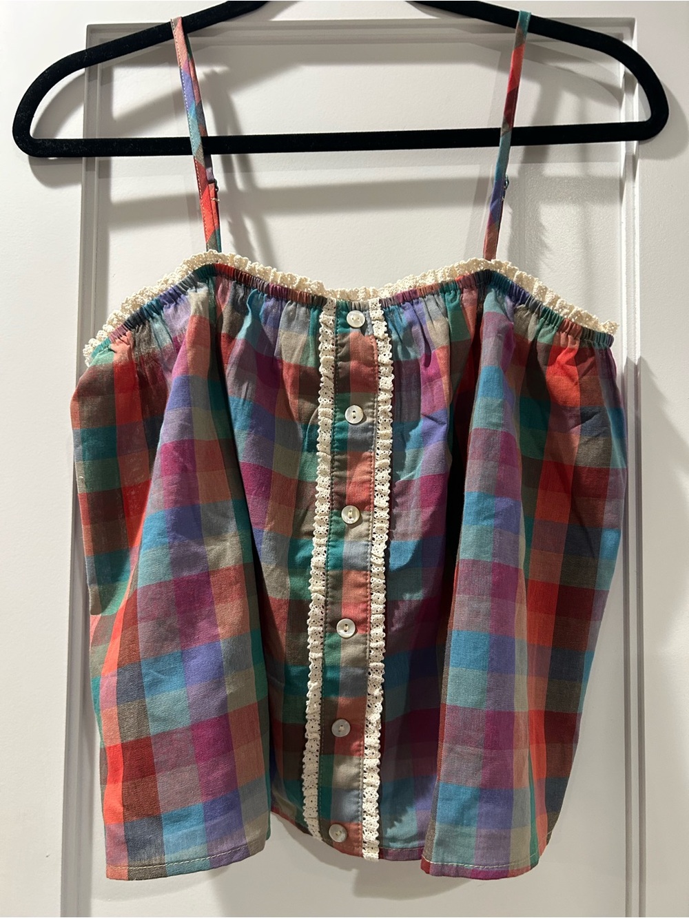 Plaid Spaghetti Strap Crop Top